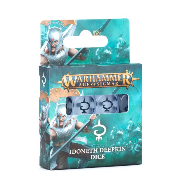 Warhammer Age of Sigmar Idoneth Deepkin dice set packaging on a white background
