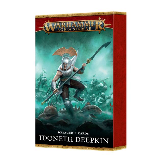 Warhammer Age of Sigmar Warscroll Cards box featuring an Idoneth Deepkin character.