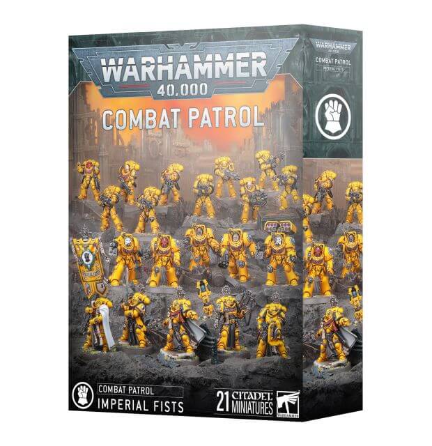 Warhammer 40,000 Combat Patrol game box with miniatures on a white background