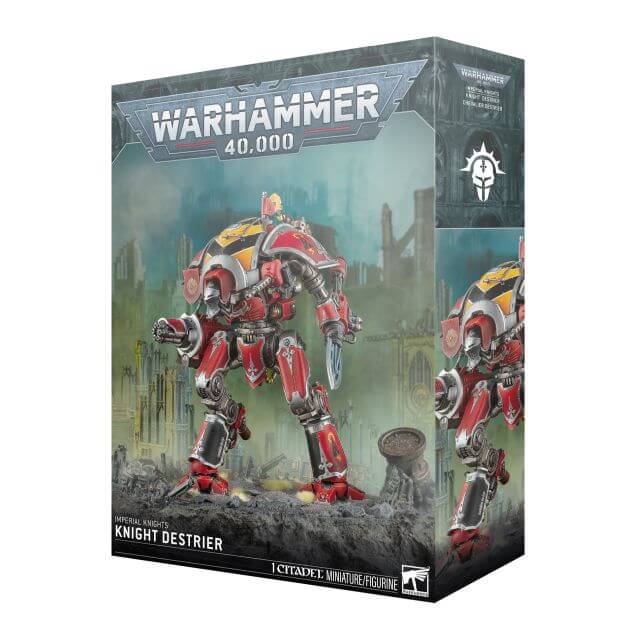 Warhammer 40,000 Knight Destrier figurine packaging on a white background