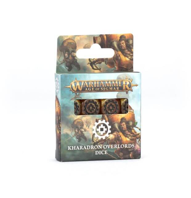 Box of Warhammer Age of Sigmar Kharadron Overlords dice on a white background