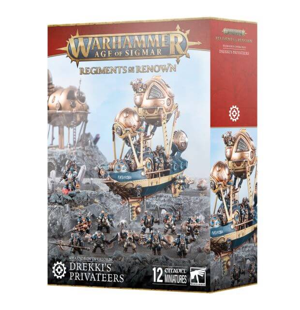 Warhammer Age of Sigmar game box with steampunk-themed miniature set on a white background