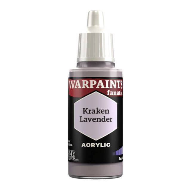 A bottle of Warpaints Fanatic: Kraken Lavender acrylic paint.