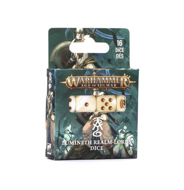 Warhammer Age of Sigmar dice set packaging on a white background