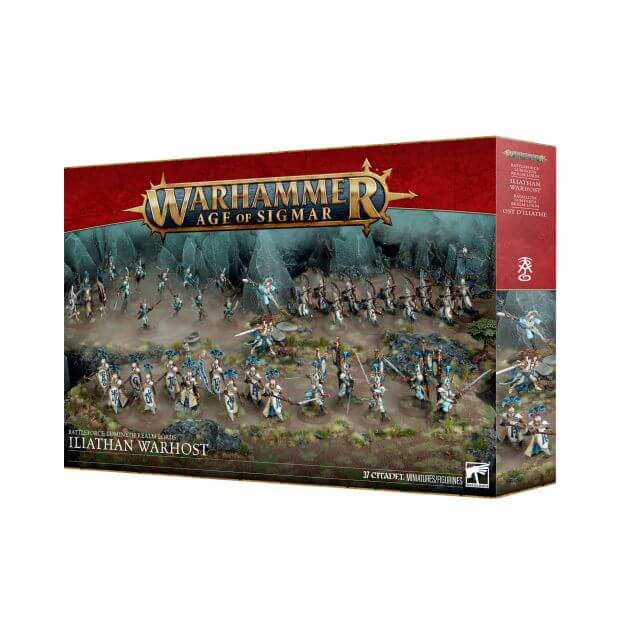 Warhammer Age of Sigmar game box with painted miniatures on a white background