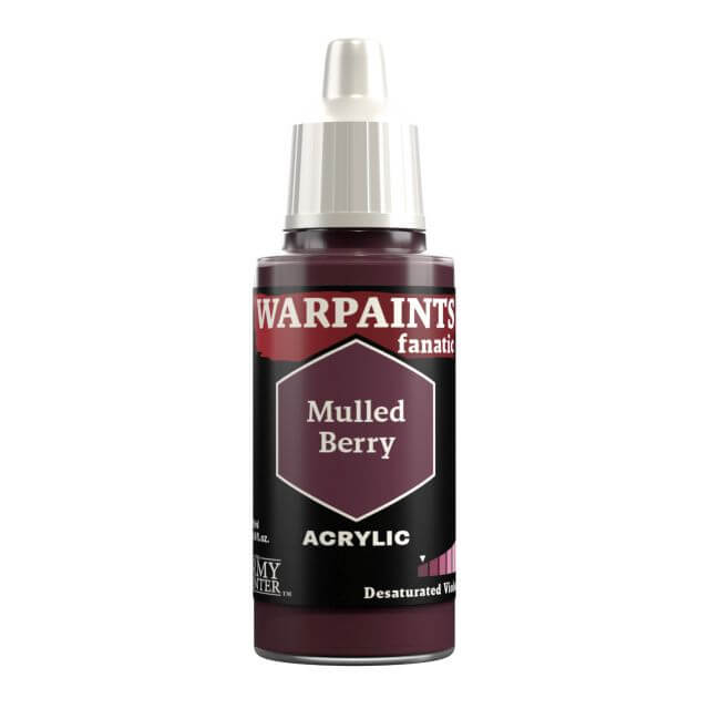 A bottle of Warpaints Fanatic Mulled Berry acrylic paint.