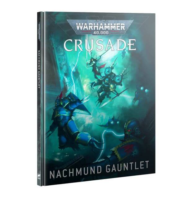 Cover of the Warhammer 40k Nachmund Gauntlet Crusade Campaign Book, featuring illustrated space marines and magical energy effects.