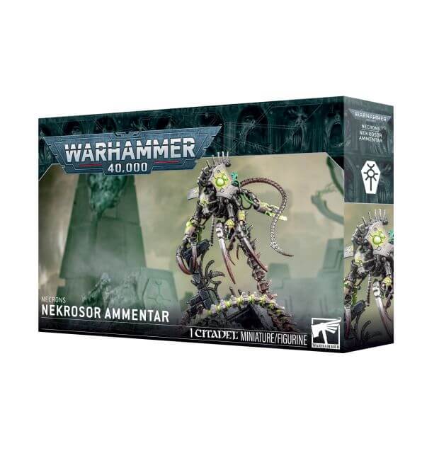Warhammer 40,000 Nekrosor Ammentar miniature figure packaging on a white background