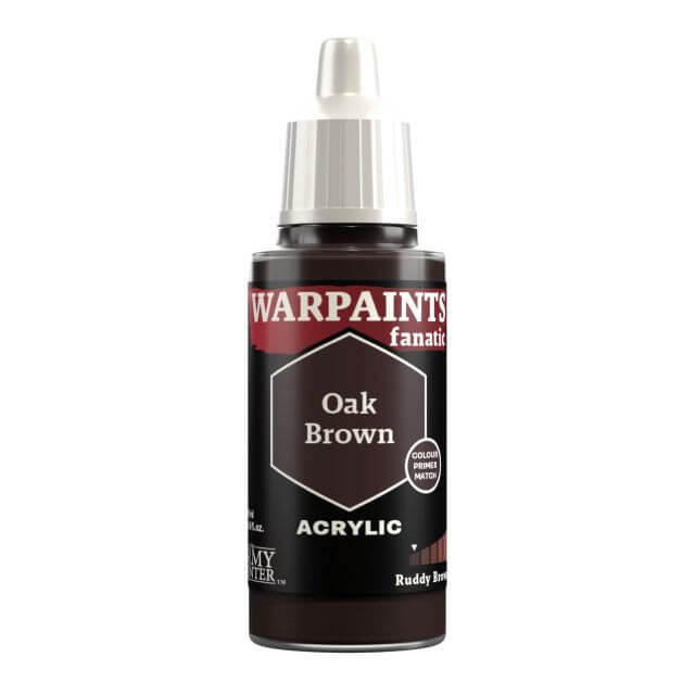 A bottle of Warpaints Fanatic acrylic paint in the shade Oak Brown.