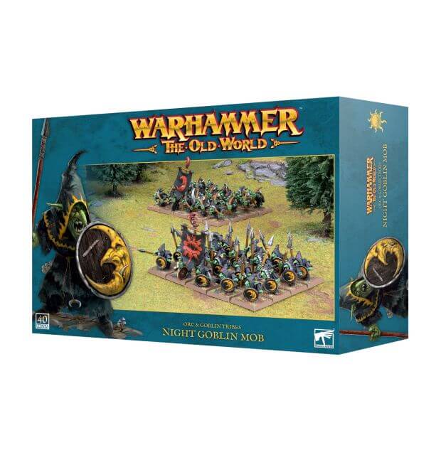 Boxed set of Warhammer The Old World Night Goblin Mob, featuring 40 miniature figures for the game.