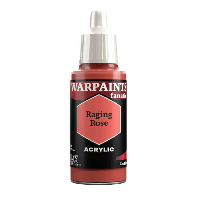 A bottle of Warpaints Fanatic Raging Rose acrylic paint.