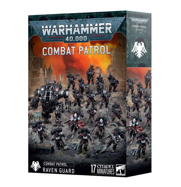 Warhammer 40,000 Combat Patrol game box with miniatures on a white background