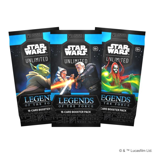 Three Star Was Unlimited: Legends of the Force Booster packs on a white background