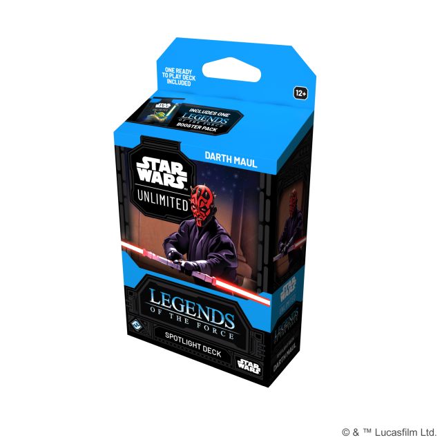The packaging for the Star Wars: Unlimited Legends of the Force spotlight deck featuring Darth Maul.