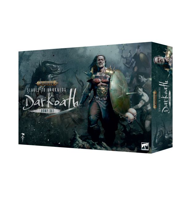Warhammer Slaves to Darkness Darkoath army box set featuring illustrations of the Darkoath army on the cover.