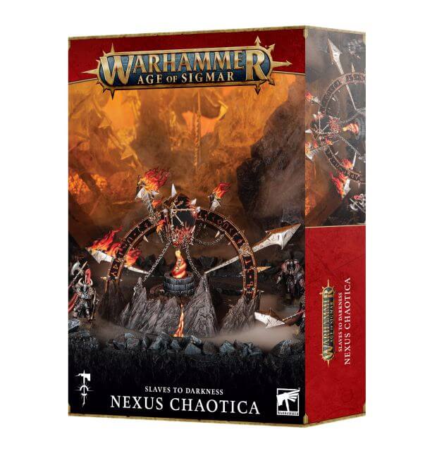 Warhammer Age of Sigmar
Packaging for the Slaves to Darkness Nexus Chaotica on a white background.