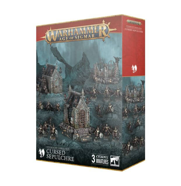 Warhammer Age of Sigmar
Soulblight Gravelords Cursed Sepulchre packaging on white background