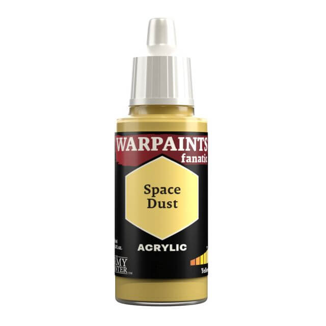 A bottle of Warpaints Fanatic Space Dust acrylic paint.