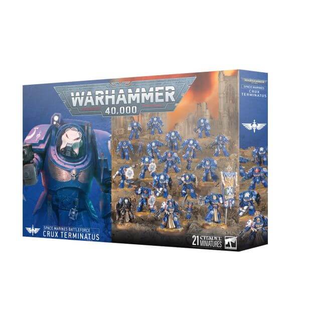 Warhammer 40K package showing Space Marine Ultramarines Battleforce Crux Terminatus