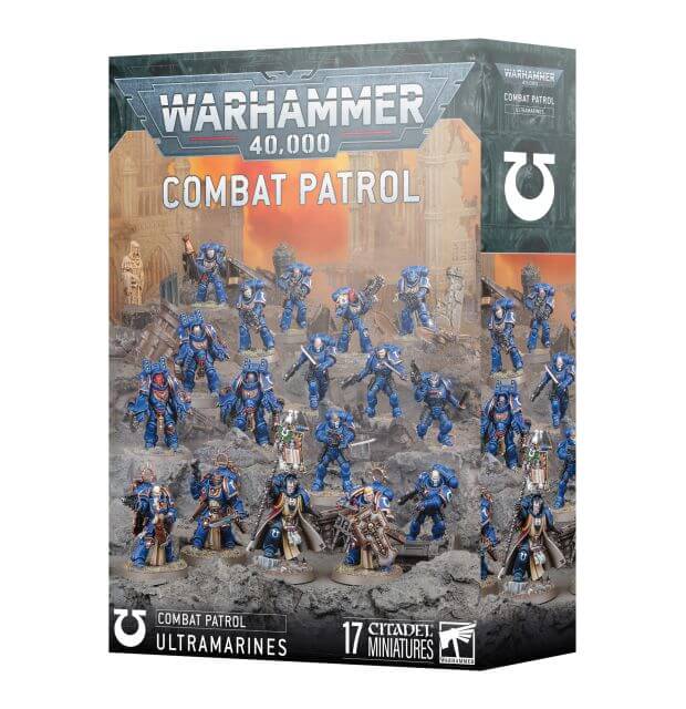 Warhammer 40K package showing Space Marine Ultramarines Combat Patrol