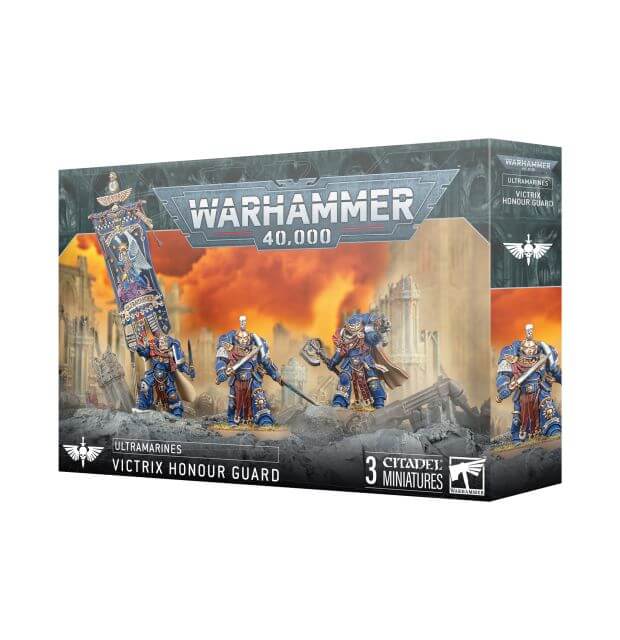 Warhammer 40,000 game box featuring miniatures on a white background