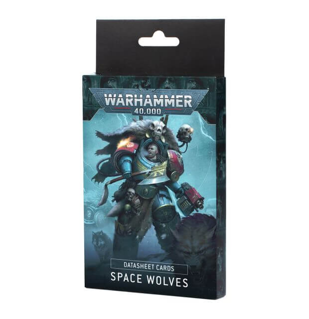 Warhammer 40,000 Space Wolves Datasheet Cards packaging on a white background