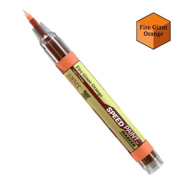 Speed paint marker with 'Fire Giant Orange' color on a white background