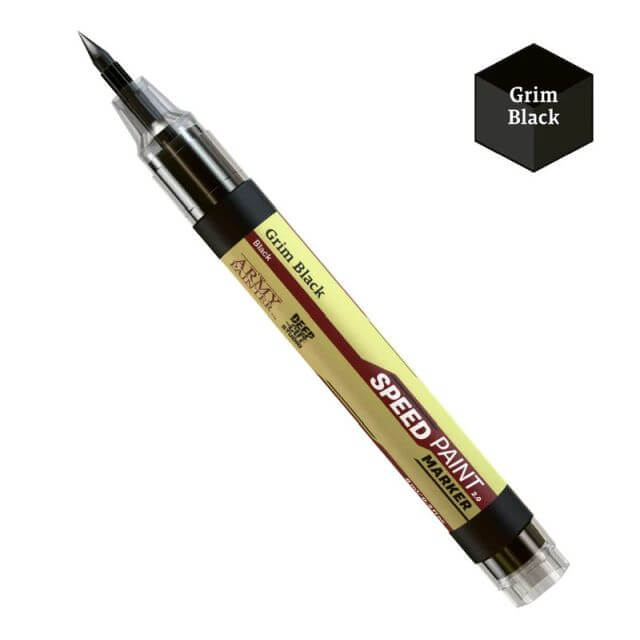 Speed paint marker with 'Grim Black' ink on a white background