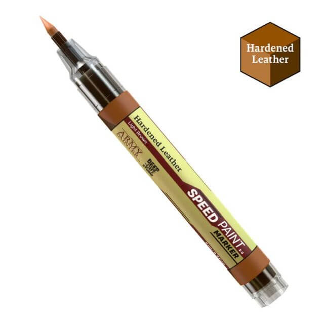 Speed paint marker for hardened leather on a white background