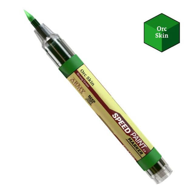 Speed paint marker with green cap and body on a white background