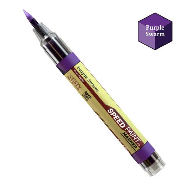 Speed paint marker with purple cap and body on a white background