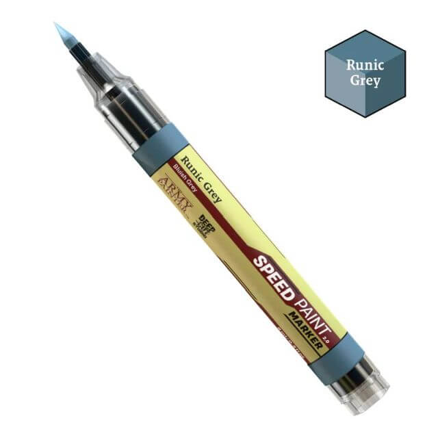 Speed paint marker with 'Runic Grey' color swatch on a white background