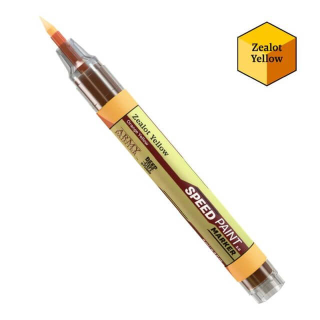 Speed paint marker with 'Zealot Yellow' color on a white background