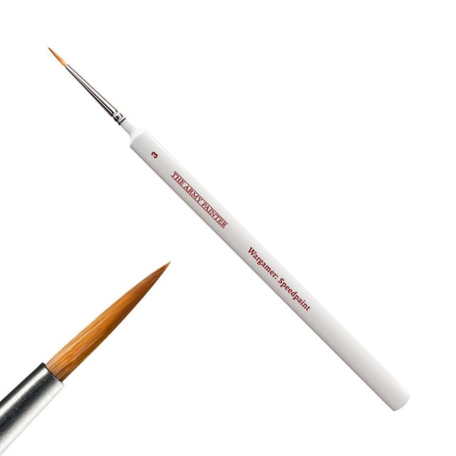 Close up of the tip and brush for The Army Painters Wargamer Speedpaint Brush. 