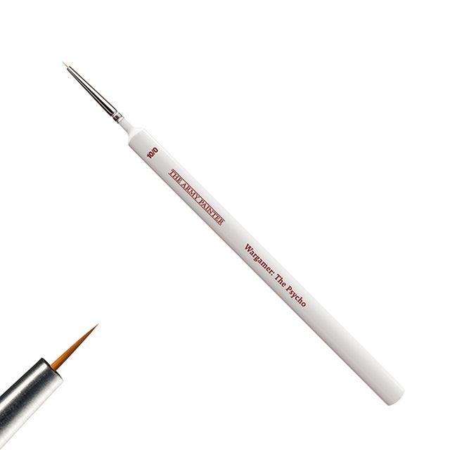Close up of the tip and brush for The Army Painters Wargamer The Psycho brush.