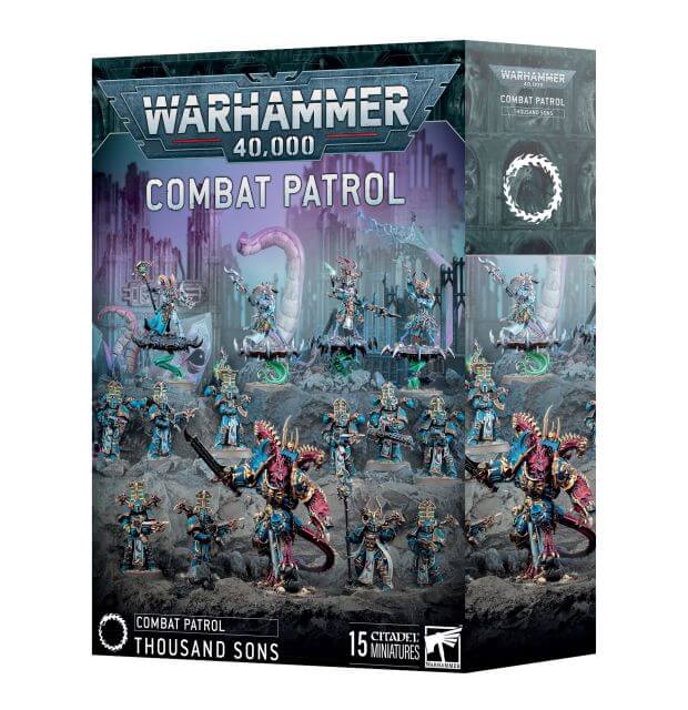 Warhammer 40K
Thousand Sons Combat Patrol packaging on white background.