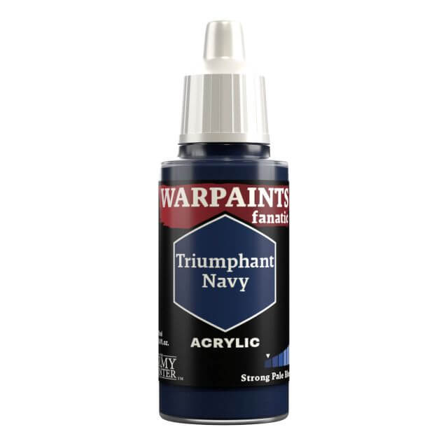 A bottle of Warpaints Fanatic Triumphant Navy acrylic paint.