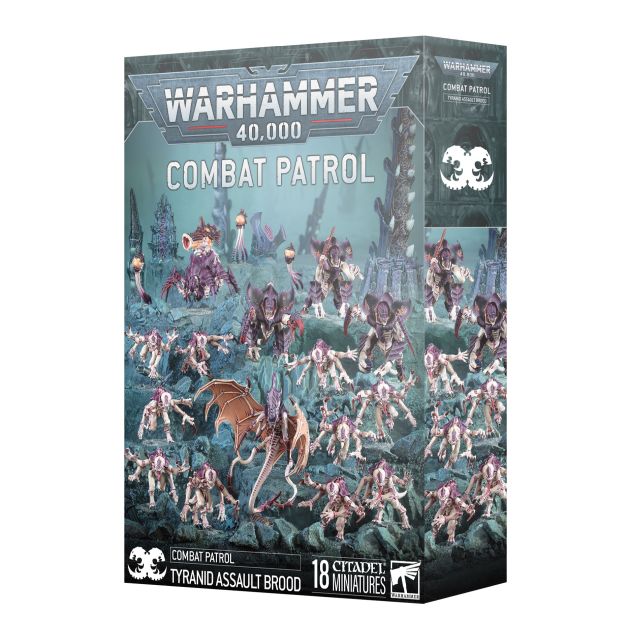Warhammer 40,000 Combat Patrol game box with miniature figures on a white background