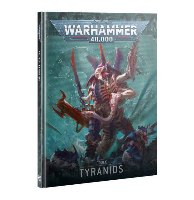 Cover of the Tyranids Codex 10th Edition featuring artwork of a Tyranids creature with a large mouth, multiple tentacles, and wings.