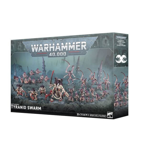 Warhammer 40,000 Tyranid Swarm miniatures box on a white background