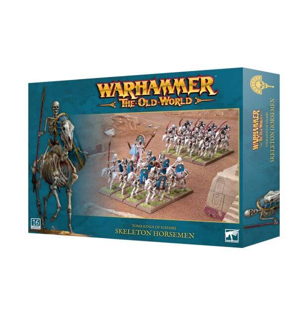 Package for Warhammer The Old World Khemir Skeleton Horsemen in formation for battle. 