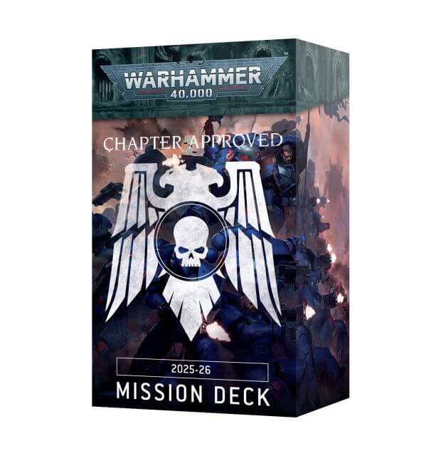 Warhammer 40K
Chapter Approved 2025-2026 Mission Deck packaging on white background.