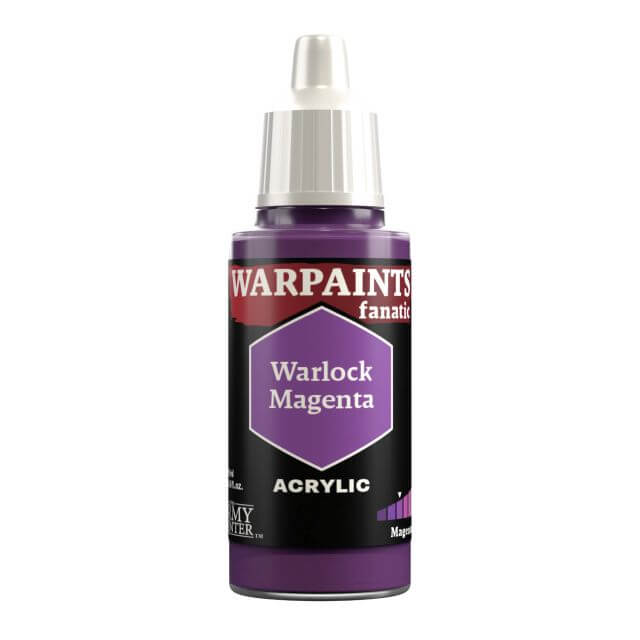 A bottle of Warpaints Fanatic Warlock Magenta acrylic paint.