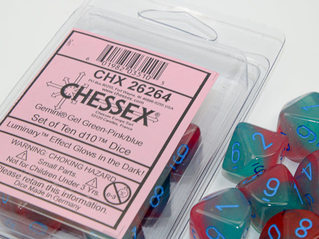 Gemini Gel Green-Pink w/ Blue Luminary 10d10