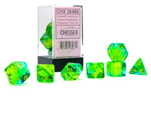 Gemini Translucent Green-Teal with Yellow Polyhedral Set