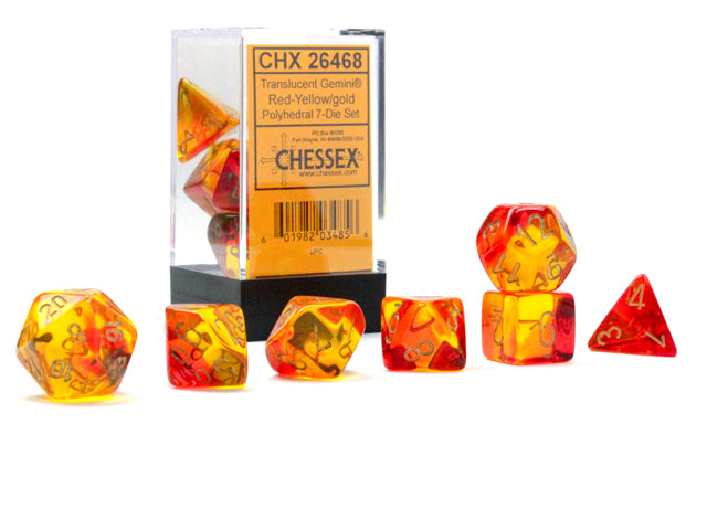 Gemini Translucent Red-Yellow w/ Gold Polyhedral
