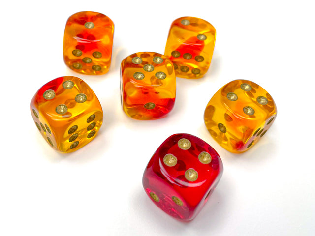 Gemini Translucent Red / Orange d6 dice.