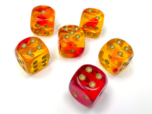 Gemini Translucent Red-Yellow with Gold 16mm 12d6