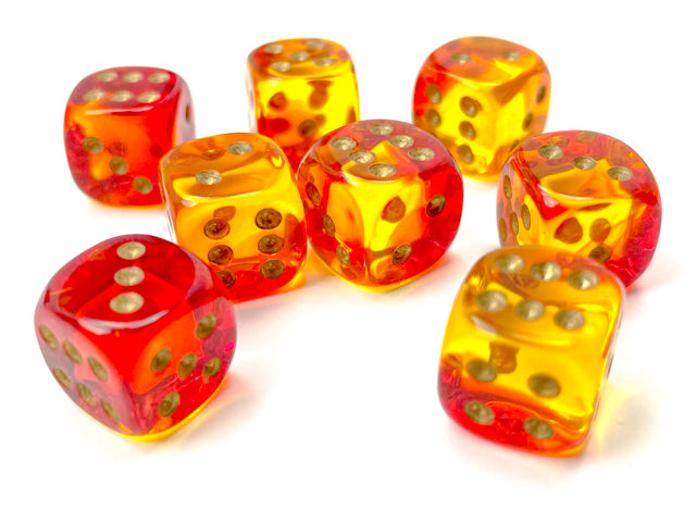 Gemini Translucent Red / Orange d6 dice.