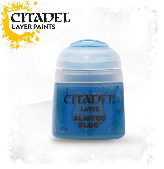 A pot of Citadel Layer Paints in Alaitoc Blue color.